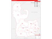 Pointe CoupeeParish (County), LA Wall Map Zip Code Red Line Style 2023